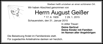 Traueranzeige von August Geißer von Frankenpost