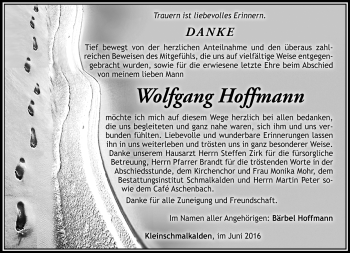 Traueranzeige von Wolfgang Hoffmann von Südthüringer Presse