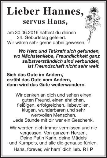 Traueranzeige von Hannes Na von Frankenpost