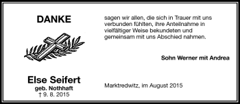 Traueranzeige von Else Seifert von Frankenpost