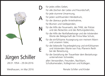 Traueranzeige von Jürgen Schiller von Neue Presse Coburg