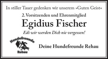 Traueranzeige von Egidius Fischer von Frankenpost