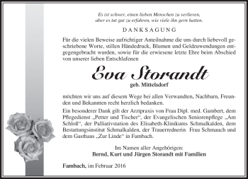 Traueranzeige von Eva Storandt von Südthüringer Presse
