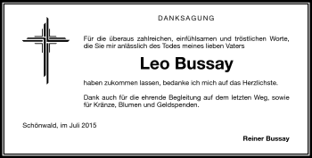 Traueranzeige von Leo Bussay von Frankenpost