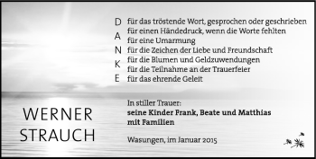 Traueranzeige von Werner Strauch von Südthüringer Presse
