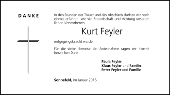 Traueranzeige von Kurt Feyler von Neue Presse Coburg