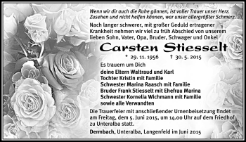 Traueranzeige von Carsten Striesselt von Südthüringer Presse