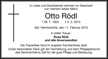 Traueranzeige von Otto Rödl von Frankenpost