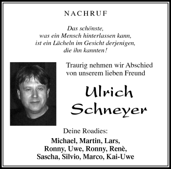 Traueranzeige von Ulrich Schneyer von Südthüringer Presse