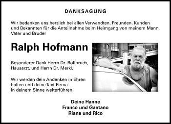 Traueranzeige von Ralph Hofmann von Neue Presse Coburg