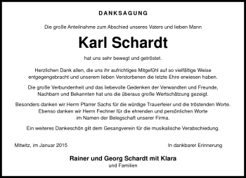 Traueranzeige von Karl Schardt von Neue Presse Coburg