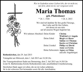 Traueranzeige von Maria Thomas von Neue Presse Coburg
