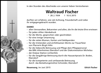 Traueranzeige von Waltraud Fischer von Neue Presse Coburg
