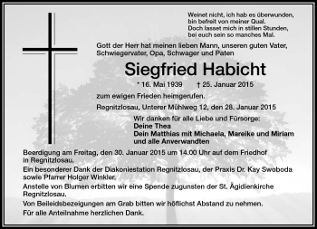 Traueranzeige von Siegfried Habicht von Frankenpost