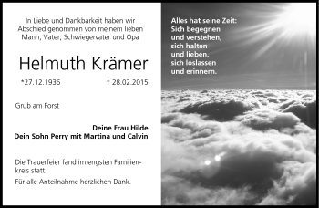 Traueranzeige von Helmuth Krämer von Neue Presse Coburg