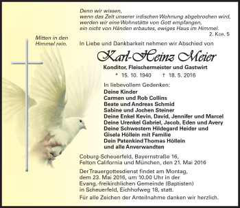 Traueranzeige von Karl-Heinz Meier von Neue Presse Coburg