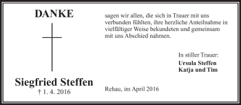 Traueranzeige von Ursula Steffen von Frankenpost