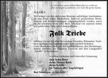 Traueranzeige von Falk Triebe von Südthüringer Presse