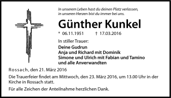 Traueranzeige von Günther Kunke von Neue Presse Coburg