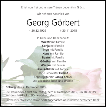 Traueranzeige von Georg Görbert von Neue Presse Coburg