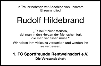 Traueranzeige von Rudolf Hildebrand von Neue Presse Coburg