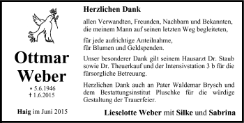 Traueranzeige von Ottmar Weber von Neue Presse Coburg