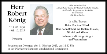 Traueranzeige von Robert König von Frankenpost