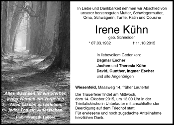 Traueranzeige von Irene Kühn von Neue Presse Coburg