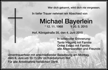 Traueranzeige von Michael Bayerlein von Frankenpost