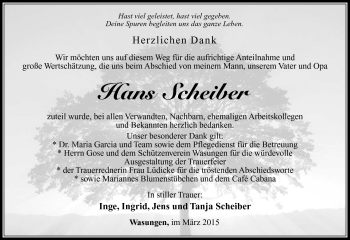 Traueranzeige von Hans Scheiber von Südthüringer Presse
