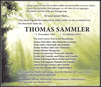 Traueranzeige von Thomas Sammler von Südthüringer Presse