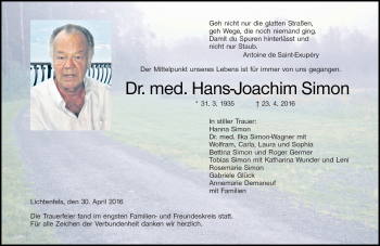 Traueranzeige von Dr.med.Hans-Joachim Simon von Neue Presse Coburg