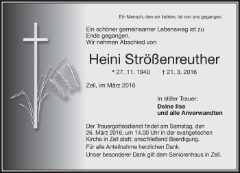 Traueranzeige von Heini Strößenreuther von Frankenpost