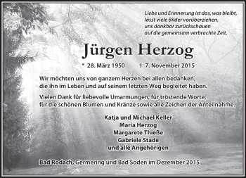 Traueranzeige von Jürgen herzog von Südthüringer Presse