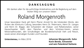 Traueranzeige von Roland Morgenroth von Neue Presse Coburg