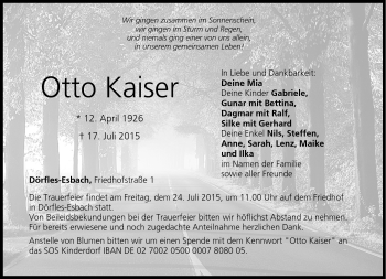 Traueranzeige von Otto Kaiser von Neue Presse Coburg