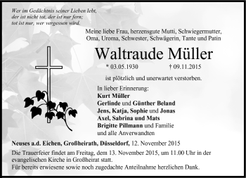 Traueranzeige von Waltraude Müller von Neue Presse Coburg