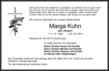 Traueranzeige von Marga Kuhn von Frankenpost