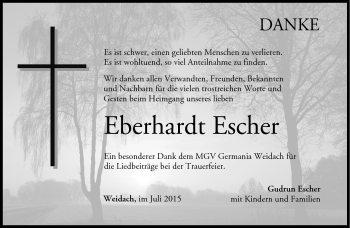 Traueranzeige von Eberhardt Escher von Neue Presse Coburg