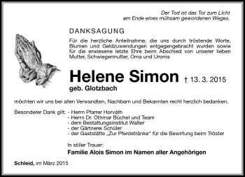 Traueranzeige von Helene Simon von Südthüringer Presse
