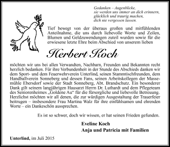 Traueranzeige von Herbert Koch von Südthüringer Presse