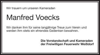 Traueranzeige von Manfred Voecks von Frankenpost