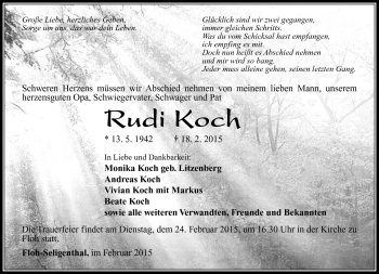 Traueranzeige von Rudi Koch von Südthüringer Presse