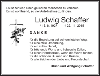 Traueranzeige von Ludwig Schaffer von Frankenpost