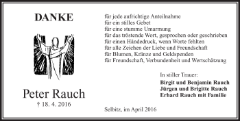 Traueranzeige von Peter Rauch von Frankenpost