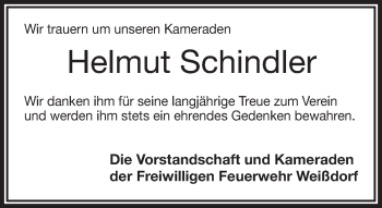 Traueranzeige von Helmut Schindler von 23324