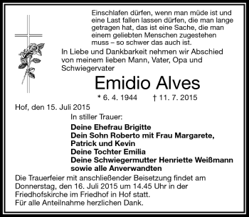 Traueranzeige von Emidio Alves von Frankenpost