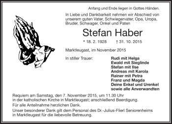 Traueranzeige von Stefan Haber von Frankenpost
