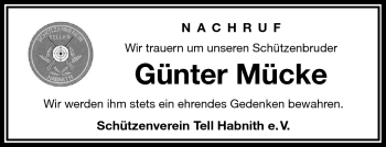 Traueranzeige von Günter Mücke von Frankenpost