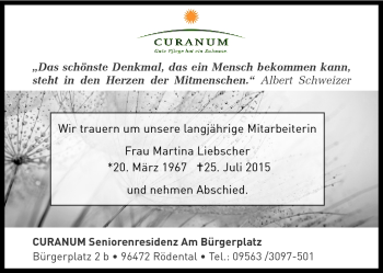 Traueranzeige von Martina Liebscher von Neue Presse Coburg